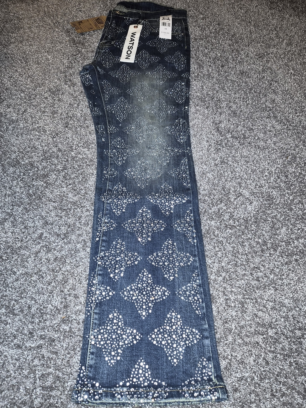 Watson Men's Straight Jeans in Dark Blue with Studded Pattern